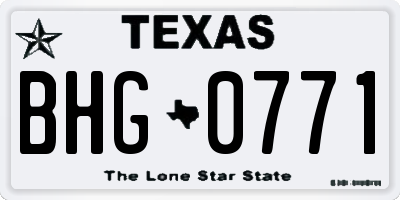 TX license plate BHG0771
