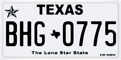 TX license plate BHG0775