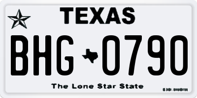 TX license plate BHG0790