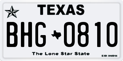 TX license plate BHG0810
