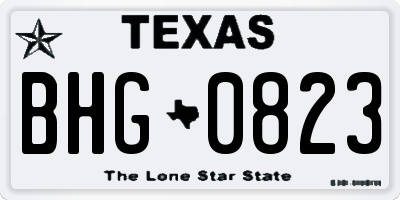 TX license plate BHG0823