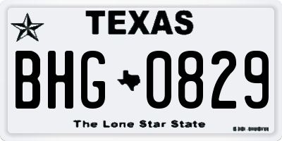 TX license plate BHG0829
