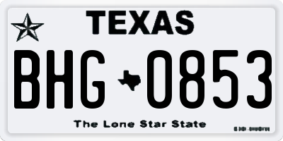 TX license plate BHG0853