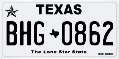 TX license plate BHG0862