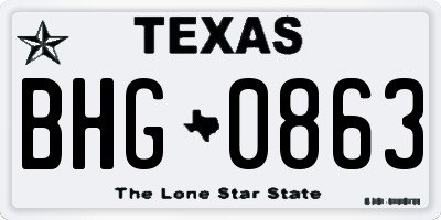 TX license plate BHG0863