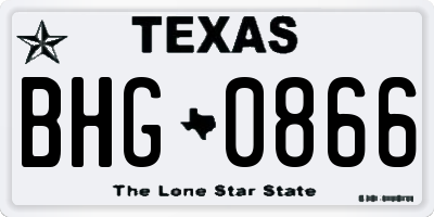 TX license plate BHG0866