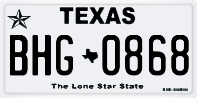 TX license plate BHG0868