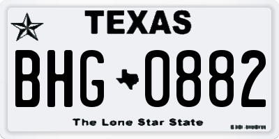 TX license plate BHG0882