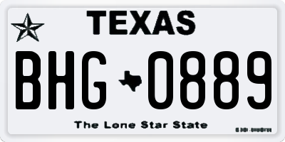TX license plate BHG0889