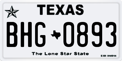 TX license plate BHG0893