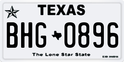 TX license plate BHG0896