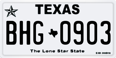 TX license plate BHG0903