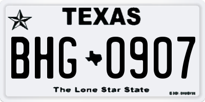 TX license plate BHG0907
