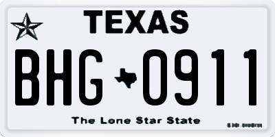 TX license plate BHG0911