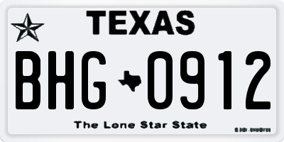 TX license plate BHG0912