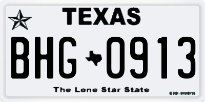 TX license plate BHG0913