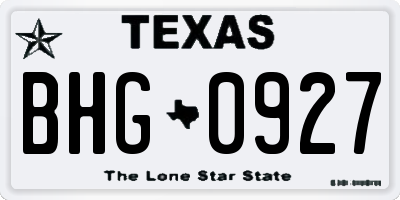 TX license plate BHG0927