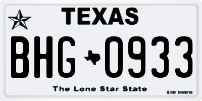 TX license plate BHG0933