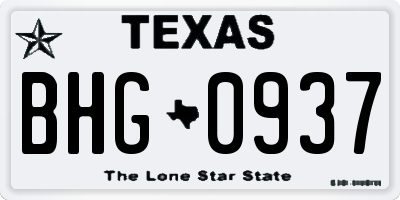 TX license plate BHG0937
