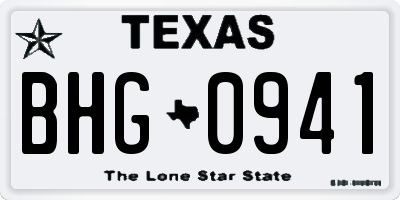 TX license plate BHG0941