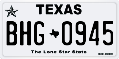 TX license plate BHG0945