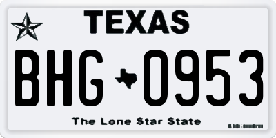 TX license plate BHG0953