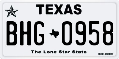 TX license plate BHG0958