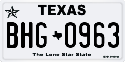 TX license plate BHG0963