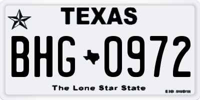 TX license plate BHG0972