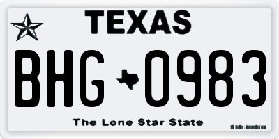 TX license plate BHG0983