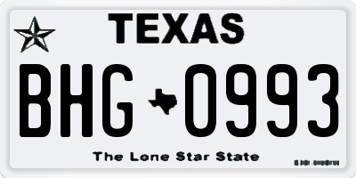 TX license plate BHG0993