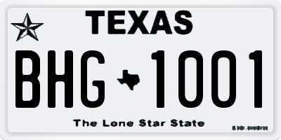 TX license plate BHG1001