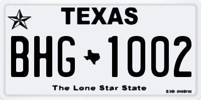 TX license plate BHG1002