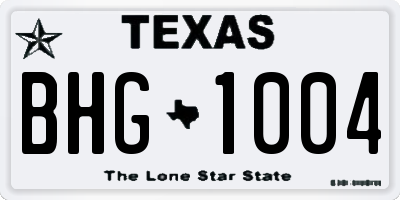 TX license plate BHG1004