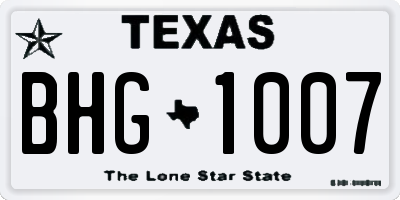 TX license plate BHG1007