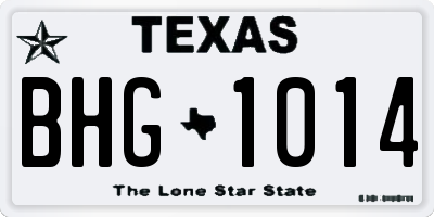 TX license plate BHG1014