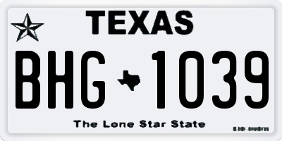 TX license plate BHG1039