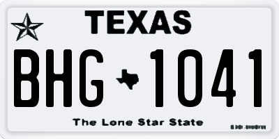 TX license plate BHG1041