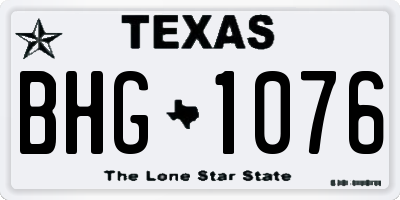 TX license plate BHG1076