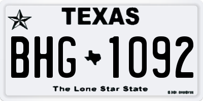 TX license plate BHG1092