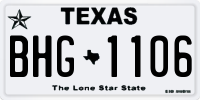 TX license plate BHG1106