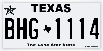 TX license plate BHG1114