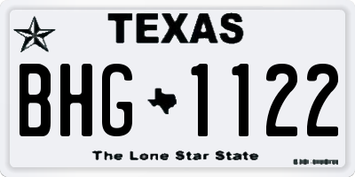 TX license plate BHG1122