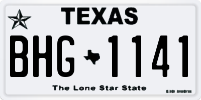 TX license plate BHG1141