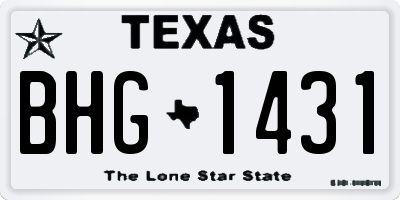 TX license plate BHG1431
