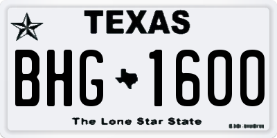 TX license plate BHG1600