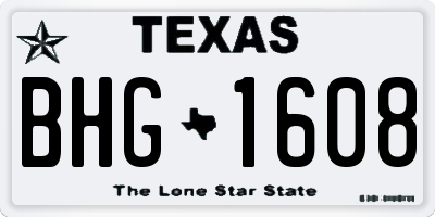 TX license plate BHG1608
