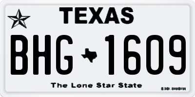 TX license plate BHG1609