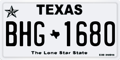 TX license plate BHG1680