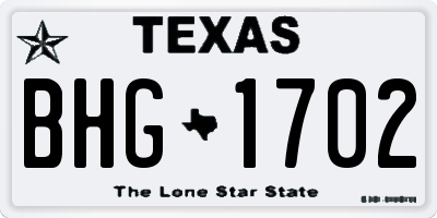 TX license plate BHG1702